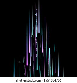 Fast Effect. Motion Neon. Glare Dynamic. Falling Glow. Flow Light Movement. Element Futuristic Design. Abstract Trail Lines, Sticks. Concept Minimal. Modern 3D Static. Techno Vector illustration.