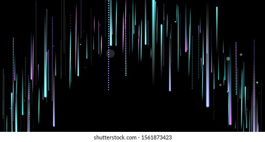 Fast Effect. Motion Neon. Glare Dynamic. Falling Glow. Flow Light Movement. Element Futuristic Design. Abstract Trail Lines, Sticks. Concept Minimal. Modern 3D Static. Techno Vector illustration.