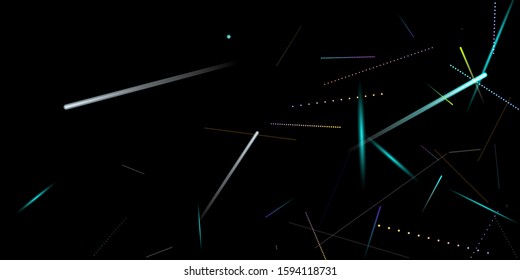 Fast Effect. Motion Neon. Glare Dynamic. Falling Glow. Flow Light Movement. Element Futuristic Design. Abstract Trail Lines, Sticks. Concept Minimal. Modern 3D Static. Techno Vector illustration.
