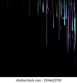 Fast Effect. Motion Neon. Glare Dynamic. Falling Glow. Flow Light Movement. Element Futuristic Design. Abstract Trail Lines, Sticks. Concept Minimal. Modern 3D Static. Techno Vector illustration.