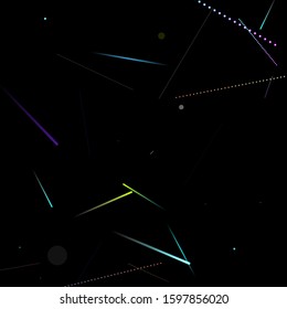 Fast Effect. Motion Neon. Glare Dynamic. Falling Glow. Flow Light Movement. Element Futuristic Design. Abstract Trail Lines, Sticks. Concept Minimal. Modern 3D Static. Techno Vector illustration.