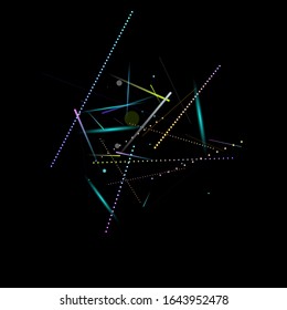 Fast Effect. Motion Neon. Glare Dynamic. Falling Glow. Flow Light Movement. Element Futuristic Design. Abstract Trail Lines, Sticks. Concept Minimal. Modern 3D Static. Techno Vector illustration.