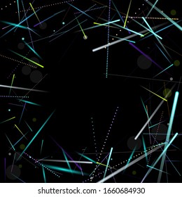 Fast Effect. Motion Neon. Glare Dynamic. Falling Glow. Flow Light Movement. Element Futuristic Design. Abstract Trail Lines, Sticks. Concept Minimal. Modern 3D Static. Techno Vector illustration.