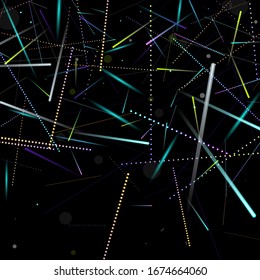 Schneller Effekt. Motion Neon. Glare Dynamic. Fallendes Glühen. Lichtbewegung. Element Futuristisches Design. Abstrakte Traillinien, Sticks. Konzept minimal. Modernes 3D-Static. Techno Vektorillustration Illustration.