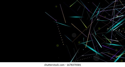 Fast Effect. Motion Neon. Glare Dynamic. Falling Glow. Flow Light Movement. Element Futuristic Design. Abstract Trail Lines, Sticks. Concept Minimal. Modern 3D Static. Techno Vector illustration.