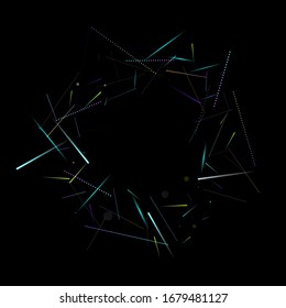 Fast Effect. Motion Neon. Glare Dynamic. Falling Glow. Flow Light Movement. Element Futuristic Design. Abstract Trail Lines, Sticks. Concept Minimal. Modern 3D Static. Techno Vector illustration.