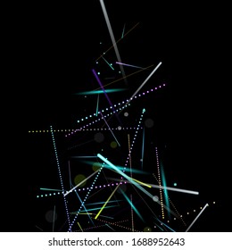 Efecto rápido. Motion Neon. Glare Dinámico. Cayendo Brillante. Movimiento de luz de flujo. Elemento Diseño Futurista. Líneas de sendero abstractas, palos. Concepto mínimo. Estático 3D moderno. Ilustración del vector Techno.