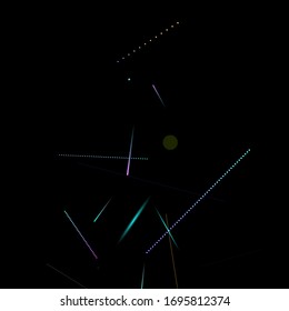 Fast Effect. Motion Neon. Glare Dynamic. Falling Glow. Flow Light Movement. Element Futuristic Design. Abstract Trail Lines, Sticks. Concept Minimal. Modern 3D Static. Techno Vector illustration.