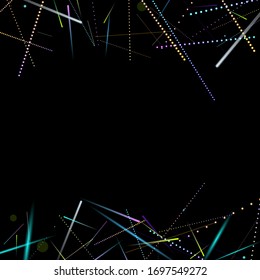 Efecto rápido. Motion Neon. Glare Dinámico. Cayendo Brillante. Movimiento de luz de flujo. Elemento Diseño Futurista. Líneas de sendero abstractas, palos. Concepto mínimo. Estático 3D moderno. Ilustración del vector Techno.