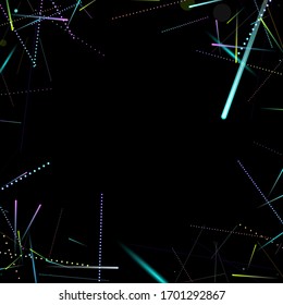 Efecto rápido. Motion Neon. Glare Dinámico. Cayendo Brillante. Movimiento de luz de flujo. Elemento Diseño Futurista. Líneas de sendero abstractas, palos. Concepto mínimo. Estático 3D moderno. Ilustración del vector Techno.