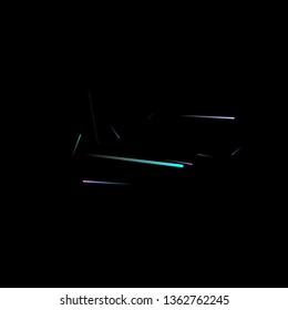 Fast Effect. Motion Neon Light Movement. Flow Light Trail. Neon Element Futuristic Design. Abstract Glowing Lines Movement Concept. Minimal Modern Dynamic 3D Static Effect. Techno Vector illustration.