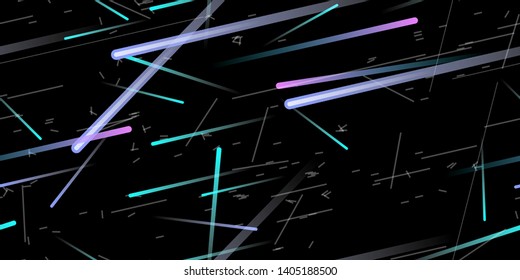 Fast Effect. Motion Neon. Seamless Pattern. Fast Light Movement. Flow Trail. Element Futuristic Neon. Abstract Glowing Movement. Minimal Motion Dynamic 3D Static Effect. Techno Vector illustration.
