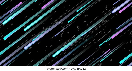 Fast Effect. Motion Neon. Seamless Pattern. Fast Light Movement. Flow Trail. Element Futuristic Neon. Abstract Glowing Movement. Minimal Motion Dynamic 3D Static Effect. Techno Vector illustration.