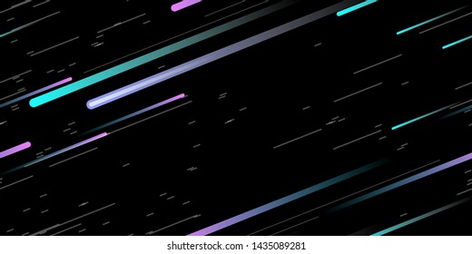 Fast Effect. Motion Neon. Seamless Pattern. Fast Light Movement. Flow Trail. Element Futuristic Neon. Abstract Glowing Movement. Minimal Motion Dynamic 3D Static Effect. Techno Vector illustration.