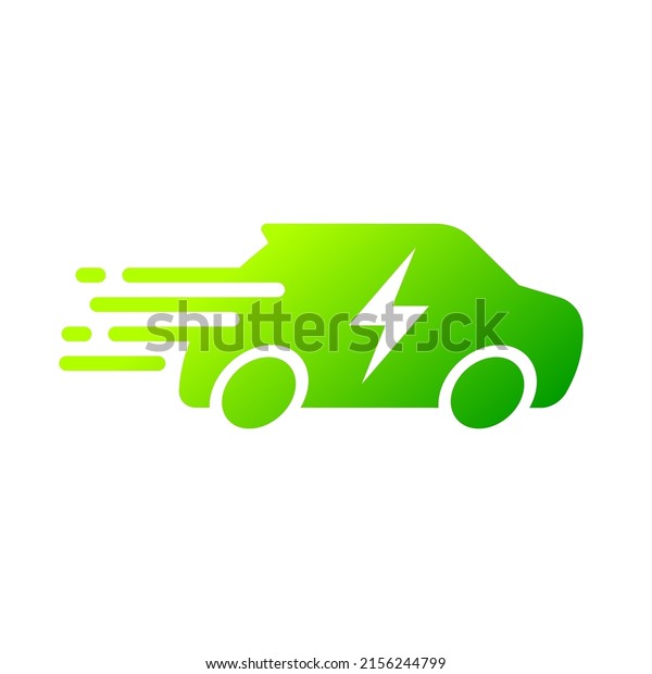Fast electric car icon symbol, EV car,\
Hybrid vehicles charging point logotype, Eco friendly vehicle\
concept, Vector\
illustration
