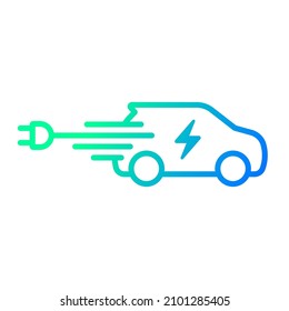 Fast electric car with plug icon symbol, EV car, Green hybrid vehicles charging point logotype, Eco friendly vehicle concept, Vector illustration