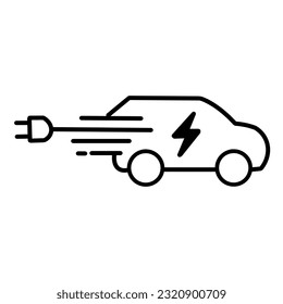 Fast electric car with plug icon symbol, EV car, Green hybrid vehicles charging point logotype, Eco friendly vehicle concept, Vector illustration svg