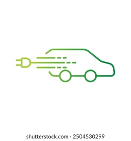 fast electric car and power plug. electric car concept