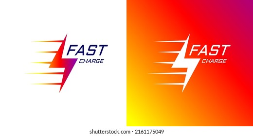 Fast Electric Charging Lightning Logo. Quick Electrical Power Charger Brand Identity Symbol. Speed Electricity Charge Linear Logotype. Express Energy Recharge Company Insignia. Vector Advertising Icon