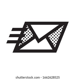 Schnelle E-Mail-Zustellung. Symbol gefüllt mit Punkten.
