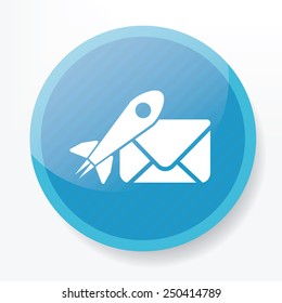 Fast email on blue flat button,clean vector