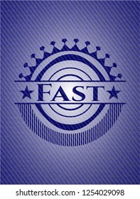 Fast emblem with jean background