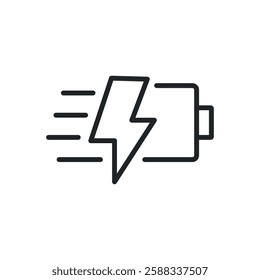 Fast energy charging thin line icons. Perfect pixel on transparent background