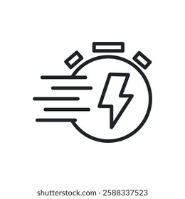 Fast energy charging thin line icons. Perfect pixel on transparent background