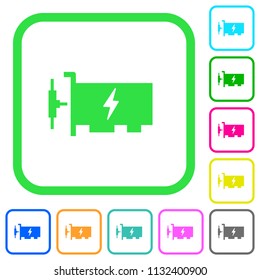 Fast ethernet network controller vivid colored flat icons in curved borders on white background