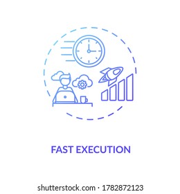 Fast execution blue gradient concept icon. Trading platform strategy. Digital transformation. Successful project completion idea thin line illustration. Vector isolated outline RGB color drawing