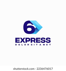 Fast Express 6 Number Logo designs concept vector, express Arrow logo designs symbol