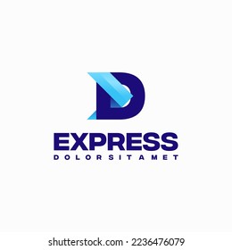 Fast Express D Initial Logo designs concept vector, express Arrow logo designs symbol