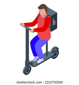 Fast express delivery icon isometric vector. Order person. Scooter courier