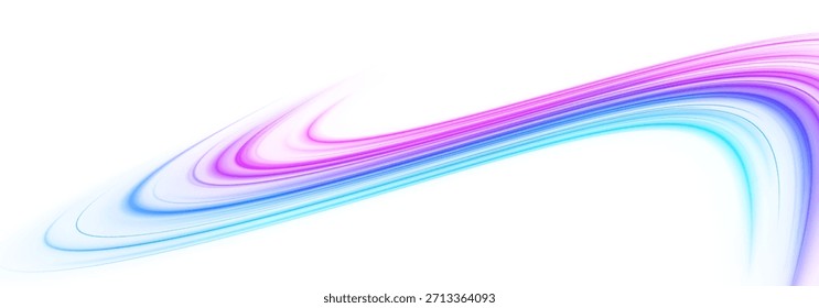 Onda rápida de autopista con efectos de luz de neón y movimiento brillante. Curvas de neón dinámicas y rayas brillantes sobre un fondo abstracto futurista.