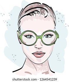 Fast Fashion Sketch Girl Glasses Vector Stock Vector (Royalty Free ...