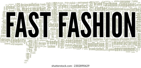 Fast Fashion word cloud conceptual design isolated on white background.