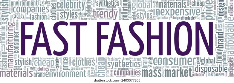 Fast Fashion word cloud conceptual design isolated on white background.