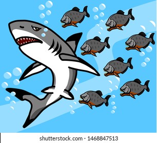 The fast and ferocious piranha is eating sharks.