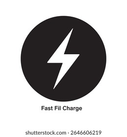 Fast fill charge glyph icon with lightning bolt for quick electric vehicle charging station and rapid power supply vector design vector solid glyph icon
