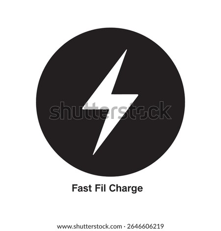 Fast fill charge glyph icon with lightning bolt for quick electric vehicle charging station and rapid power supply vector design vector solid glyph icon