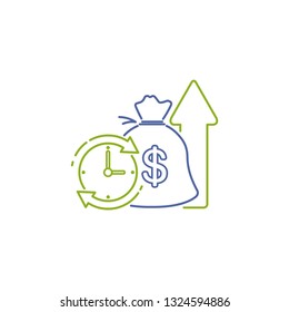 Fast financial growth. Vector linear icon.