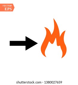 Fast fire with arrow. arrow to fire. launch business logo template. Fire arrow, sign, symbol, identity