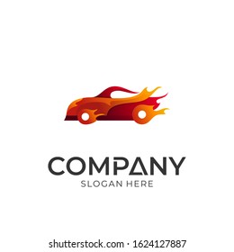 fast fire car transportation logo design, vehicle vector illustration, racing sport car logo template