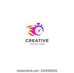 Schnell, Brandschutzlogos. Stoppen Sie die Uhr Logo-Illustration.