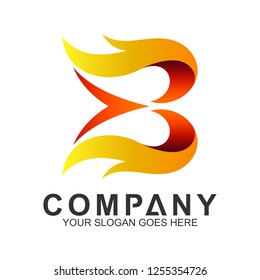 fast fire letter B logo design template
