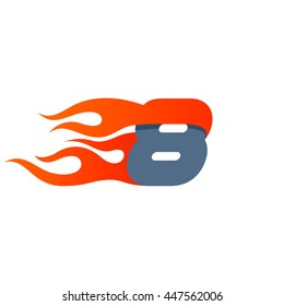 Fast fire number eight logo. Speed and sport elements for sportswear, t-shirt, banner, card, labels or posters.