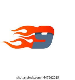 Fast fire number nine logo. Speed and sport elements for sportswear, t-shirt, banner, card, labels or posters.