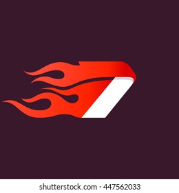 Fast fire number seven logo on dark. Speed and sport elements for sportswear, t-shirt, banner, card, labels or posters.