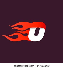Fast fire number zero logo on dark. Speed and sport elements for sportswear, t-shirt, banner, card, labels or posters.