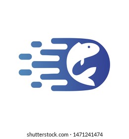 Fast Fish Illustration and Logo Design